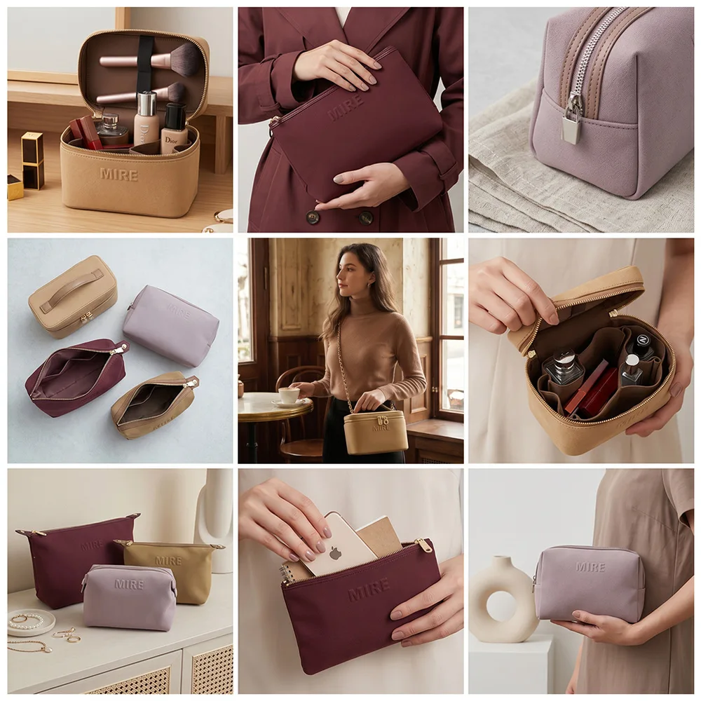 Color and use overview — nine suede bag variants