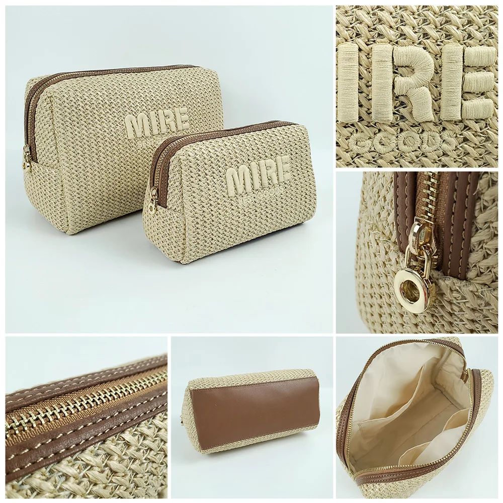 Color variant — khaki raffia case with chain