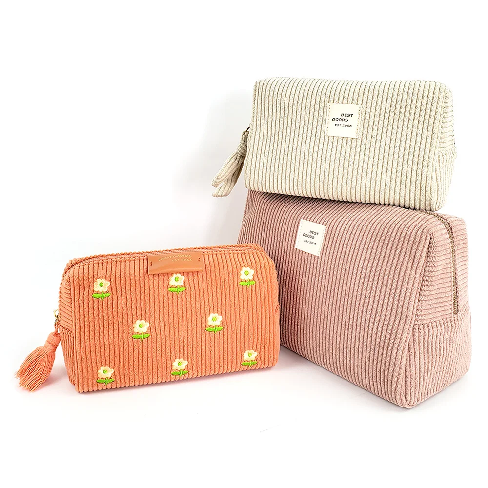 Corduroy boxy cosmetic case