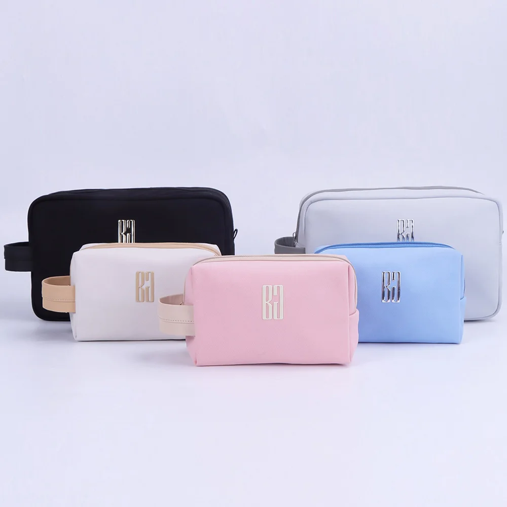 Blush PU makeup bag — lifestyle view